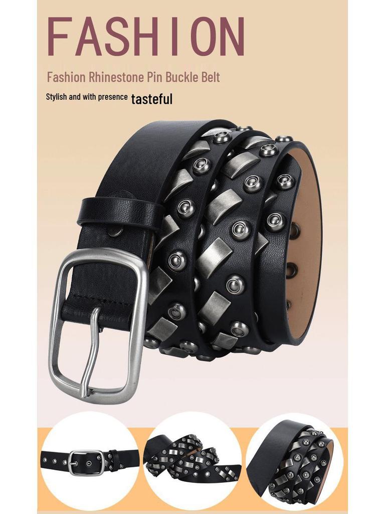 Унисекс ремень в стиле панк из натуральной кожи для хип-хопа
