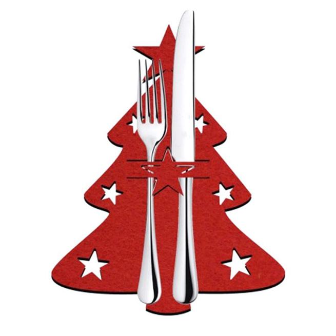 4pcs/1set Christmas Tree Cutlery Set Christmas Tree Cutlery Set Cutlery Bag