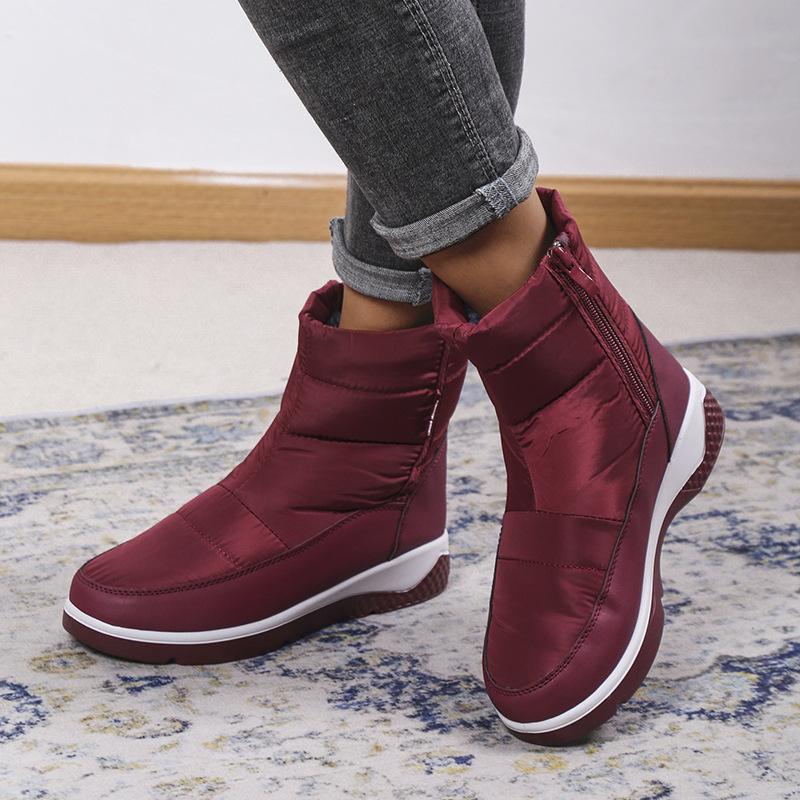 2022 зимние новые теплые зимние ботинки с боковой молнией, короткая трубка, однотонная непромокаемая хлопковая обувь