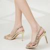 Spring/summer Women's High-heeled Peep-toe Sandals Rhinestone Chain Detail, Slingback Style, Perfect For Formal Events