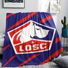 1PC Lille OSC Print Flannel Blanket, High quality Comfortable for All Seasons, Home Decor, Warmth and Comfort, Perfect for Christmas Gifts