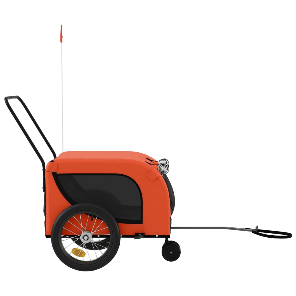 Bike Trailer for Dogs Orange and Black Oxford Fabric & Iron