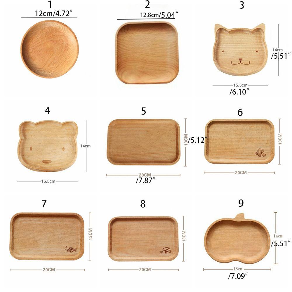 Multiple Styles Solid Wood Cartoon Dinner Tray Cute Animal Pattern Children's Rice Plate Odorless Wood Food Dishes Meal