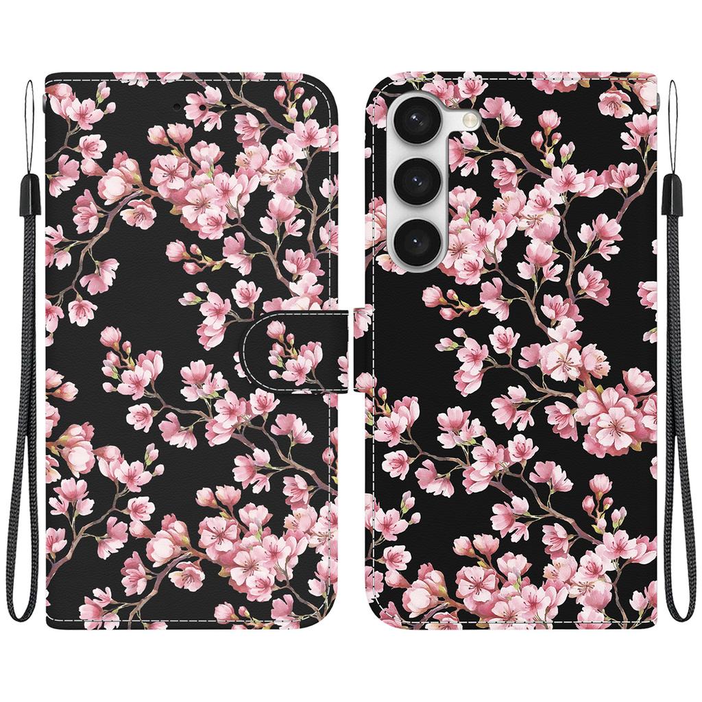 Wallet Case with Card Holder Floral PU Leather Case Kickstand Wrist Strap Shockproof Cover for Samsung Galaxy S23 S22 S21 S20 Plus Ultra S8 S9 S10