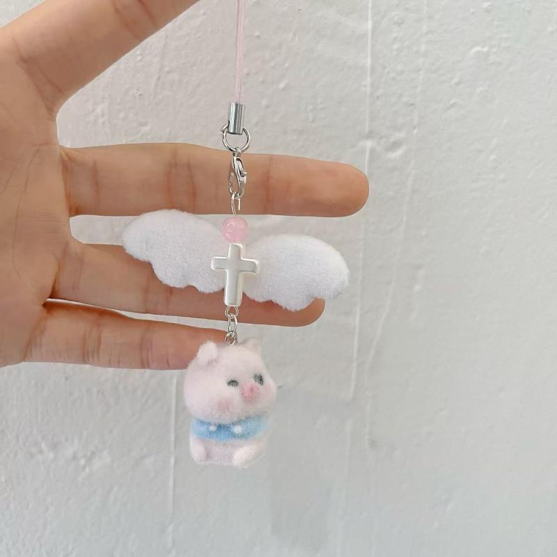 Мультяшный флокированный брелок-подвеска в виде собаки-копилки для женщин, девочек, милая подвеска для сумки, кавайная цепочка для мобильного телефона, подарки