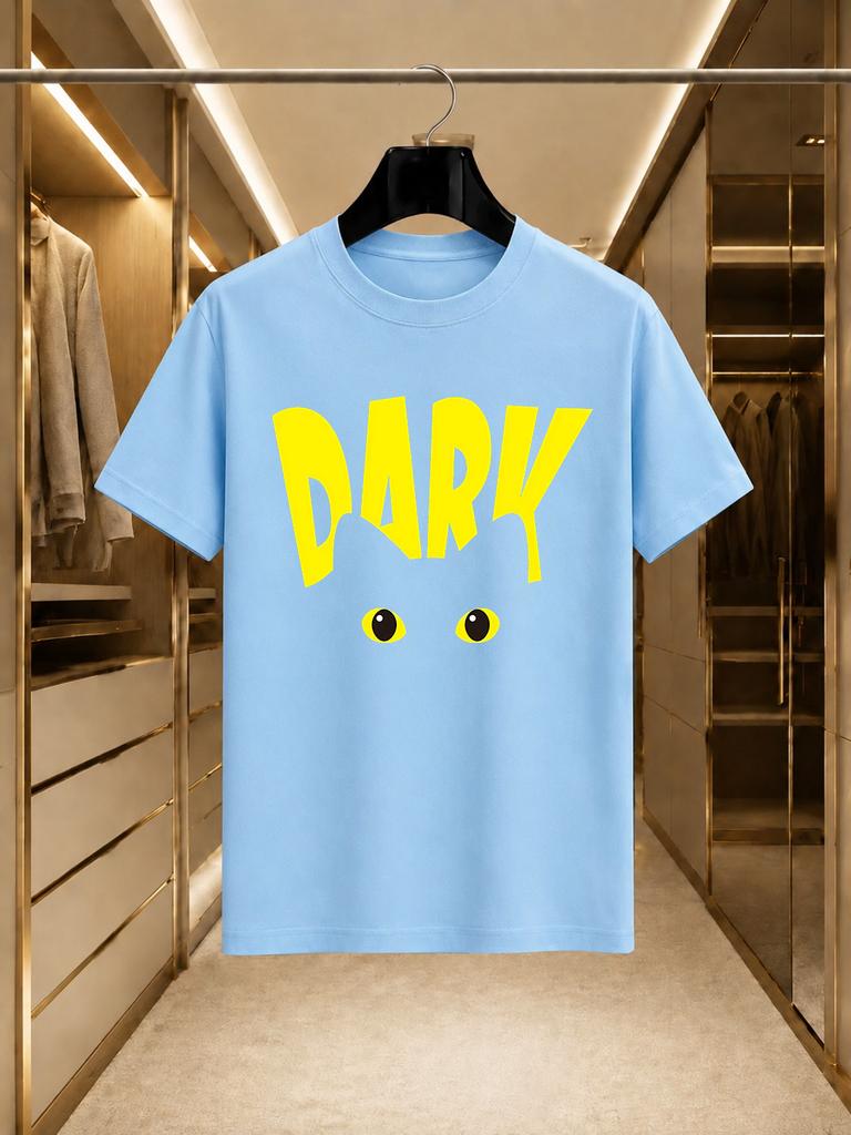2026 New Arrival 100 Cotton Tshirt Dark Letter Black Cat Eyes Graphic Crew Neck Casual Short Sleeve Tee