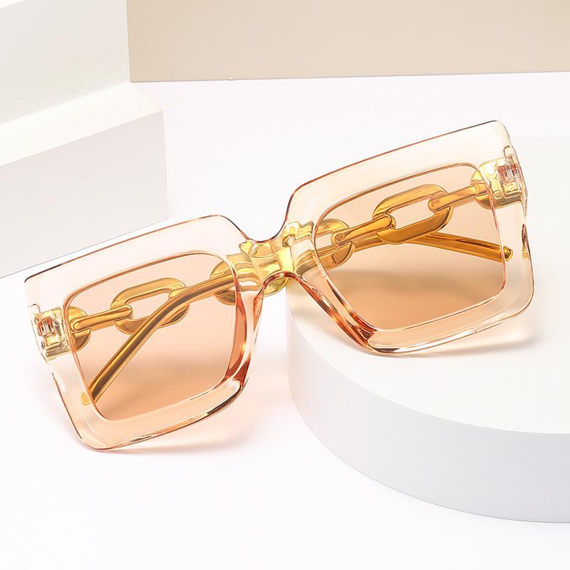 205 новых квадратных солнцезащитных очков 2024 года, персонализированные очки с большой оправой и цепочкой, модные солнцезащитные очки для уличной фотографии высокого класса