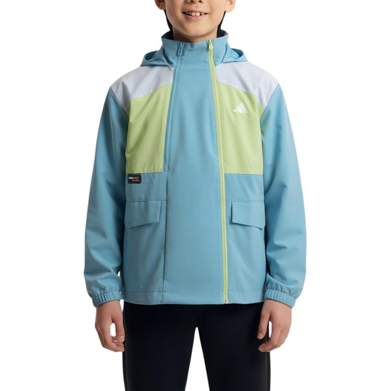 Adidas Куртка Jk Wv Urban Sport Color Block С капюшоном На молнии С длинным рукавом Детская Детские куртки KG5949