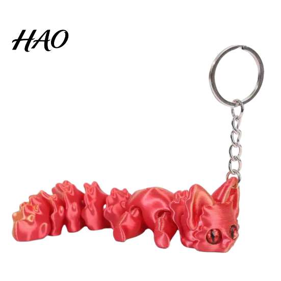 Fun Desk Decoration 3D Printed Articulated Fox Keychain, Flexible Joint Animal Pendant with Metal Jointed Figurine Key Ring, Creative Toy, Bag