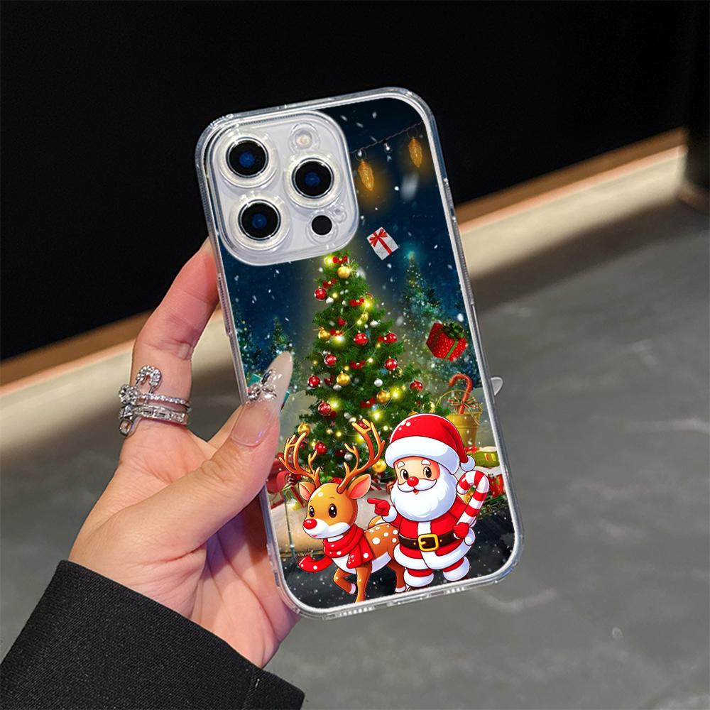Ae121 Merry Christmas Santa design art Magsafe Transparent Cases для Samsung S23 S24 Ultra S21 FE iPhone16 Pro Max Magnetic Wireless Charge Back Cover