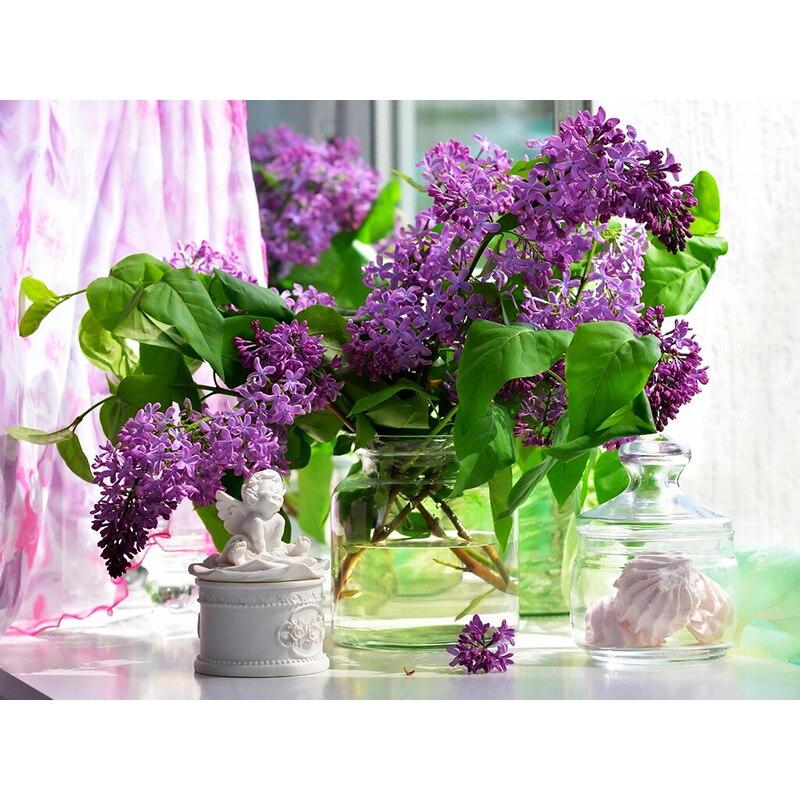 Полный 5D алмазная живопись красивые фиолетовые цветы DIY Алмазная вышивка Алмазная мозаика наборы крестиков домашний декор подарок