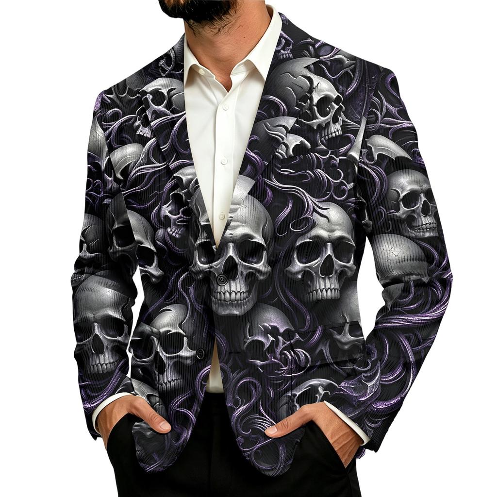 Мужская вельветовая одежда в стиле business casual с принтом на Хэллоуин для вечеринок и повседневной носки