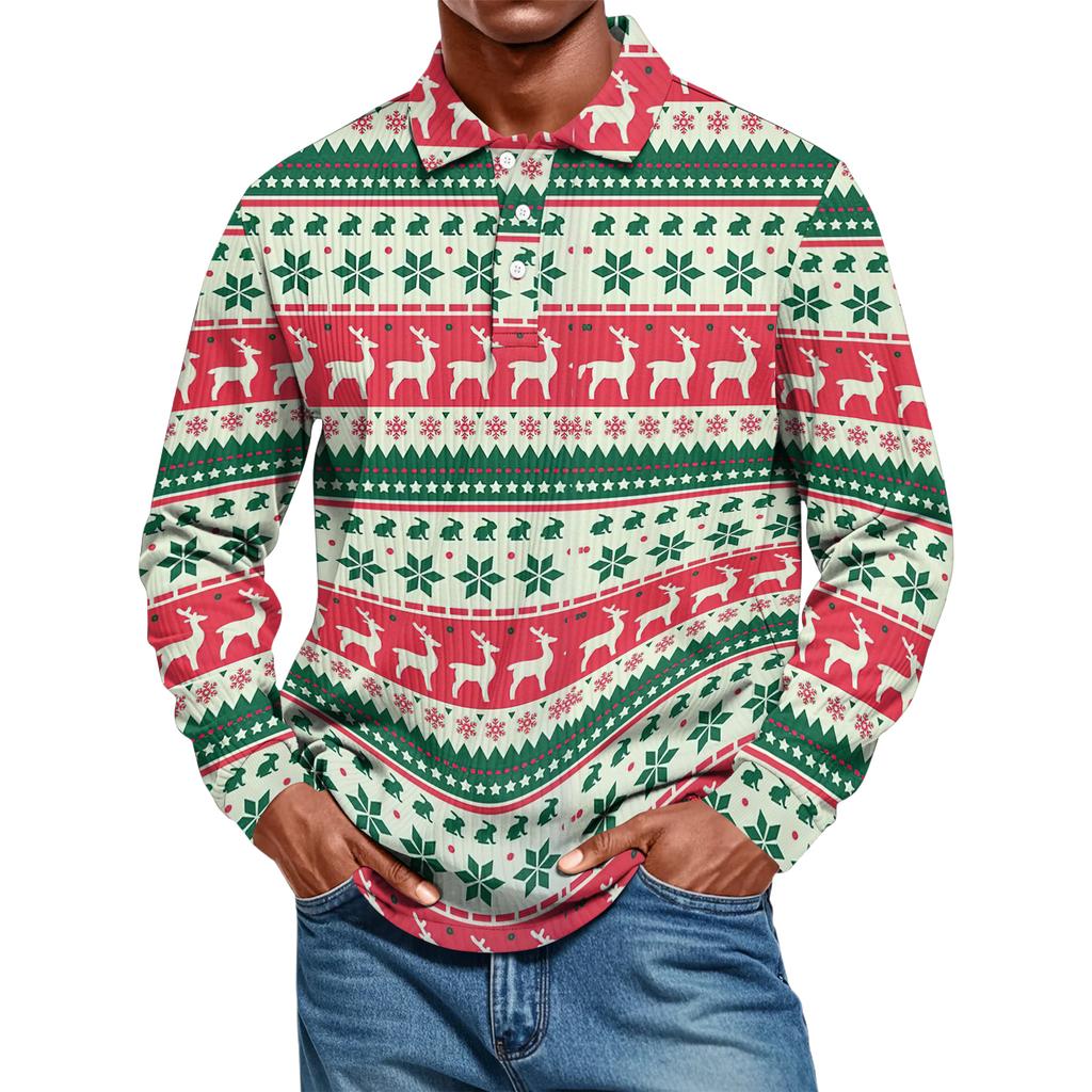 Men's Casual Style Solid Color Loose Shirt Long-sleeved Top