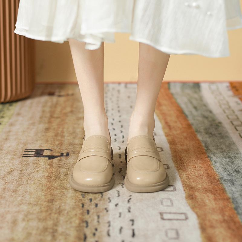 Французские туфли на платформе женские кожаные туфли с одной педалью из лакированной кожи с эффектом ленивой посадки ретро мягкие кожаные туфли из кожи