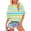 Women's Fashion Casual Gradient Color Loose Round Neck Short Sleeve Trendy Holiday T-shirt Top