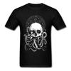 Футболки с Ктулху Crazy Tees Мужская черная футболка с принтом Череп Осьминог Хлопковые топы Винтажный стиль Прямая доставка