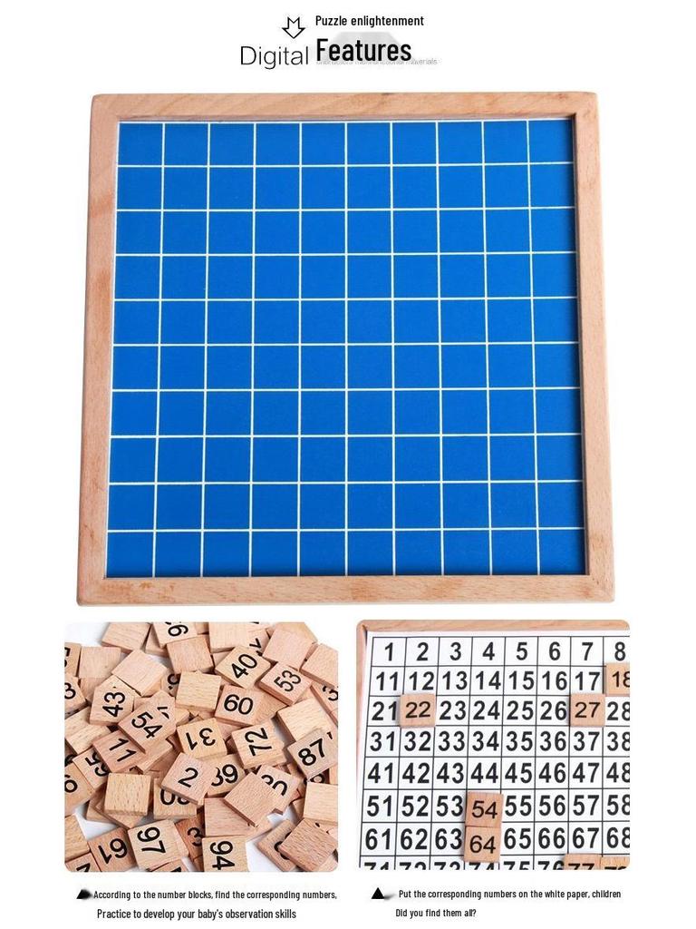 Монтессори Математическая Сотенная Доска - Деревянная Развивающая Игрушка для Учеников Начальной Школы