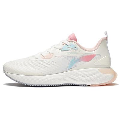 Li Ning Амортизирующие Нескользящие Износостойкие Низкие Беговые Кроссовки Женские Бело-Розово-Синие ARSS018-4