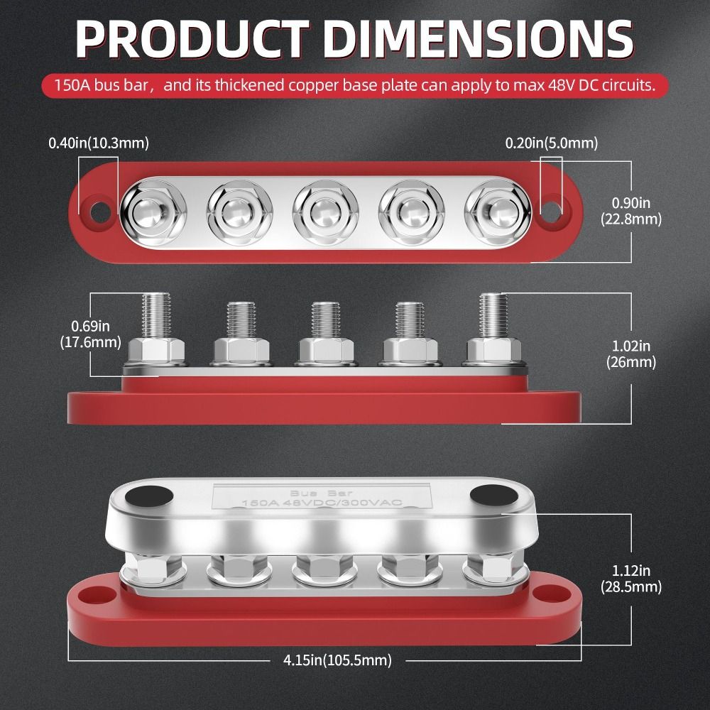 with Cover Power Distribution Block Bus Bar Bus copper busbar for Marine Automotive Solar Systems