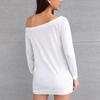 Women T-shirt Solid Color Off Shoulder Autumn Long Sleeve Slash Neck Strapless Pullover Streetwear