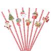 Christmas Party Decoration 24Pcs Snowman Water Cup Drink Disposable Decoration Straw Supplies