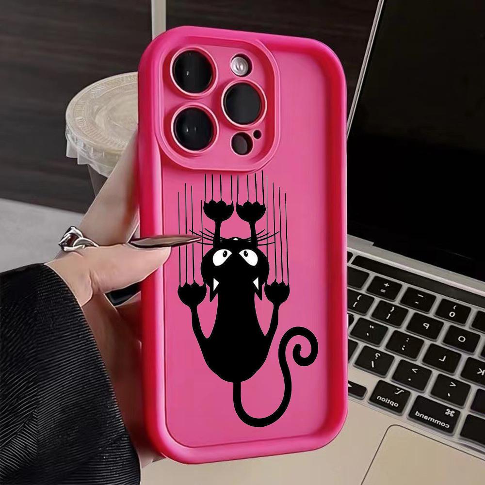 LZ9 мультяшный кот милый художественный дизайн силиконовый чехол для телефона iPhone 11 13 14 15 16 Pro Max 7 8 16 Plus 12 mini XS Max XR противоударный задний чехол