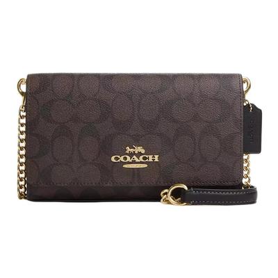 Клатч 22 Classic Monogram На кнопке Мультифункциональный карман Холст и кожа Сумка через плечо Маленькие женские сумки Коричневый Черный CP033-IMAA8