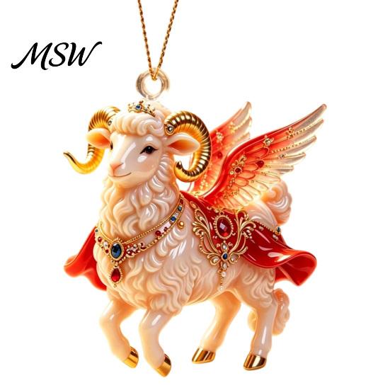 Indoor Holiday Decorations 2D Flat Christmas Sheep Hanging Ornament with Lanyard, Acrylic Office Tree Pendant for Home Party Festive Decor And