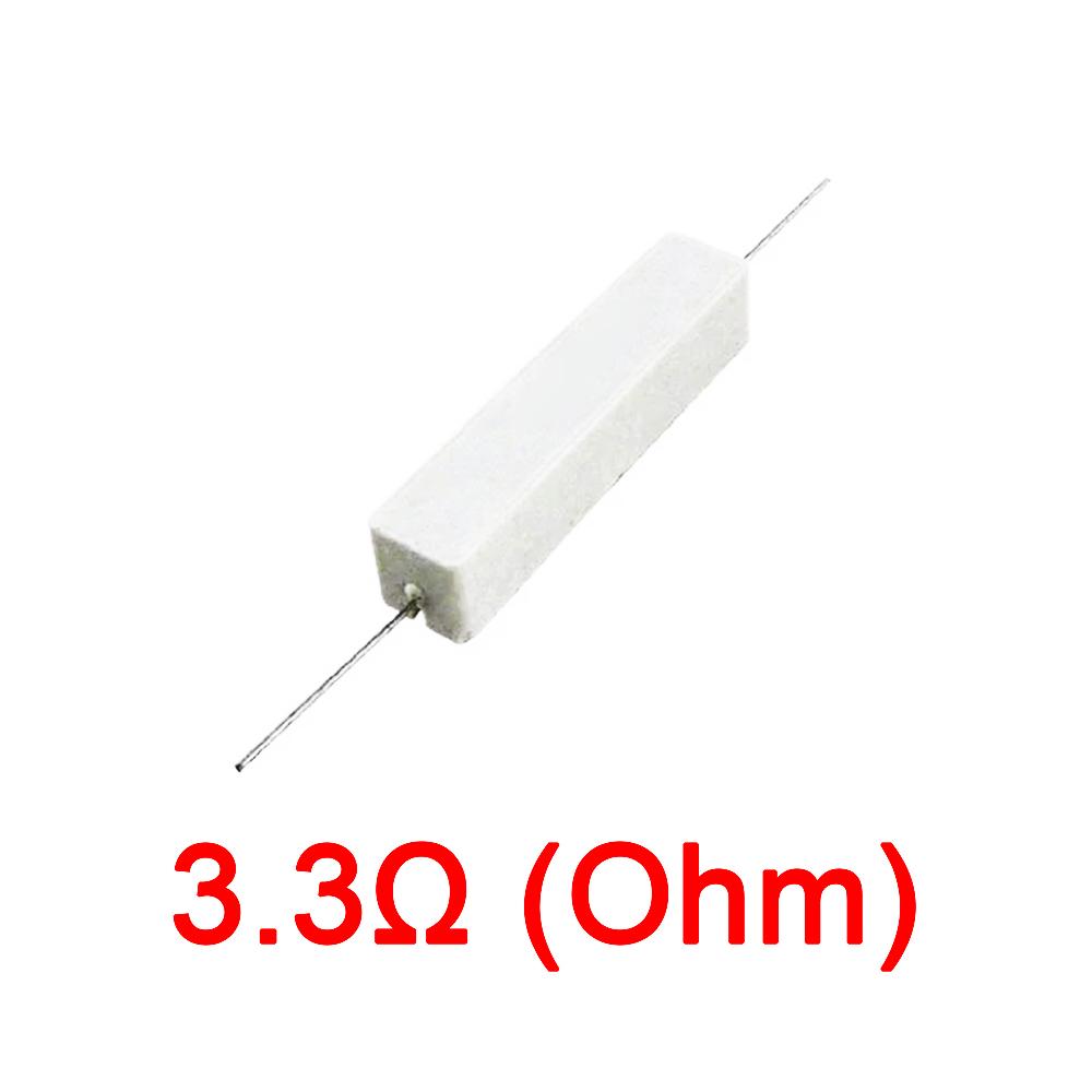 10PCS Wirewound Ceramic Cement Power Resistor Fixed Horizontal 20W Watt 0.1ohm - 100Kohm Vertical Axial Lead Resistance 5% 0.1/0.22/0.47/100/1K R Ohm