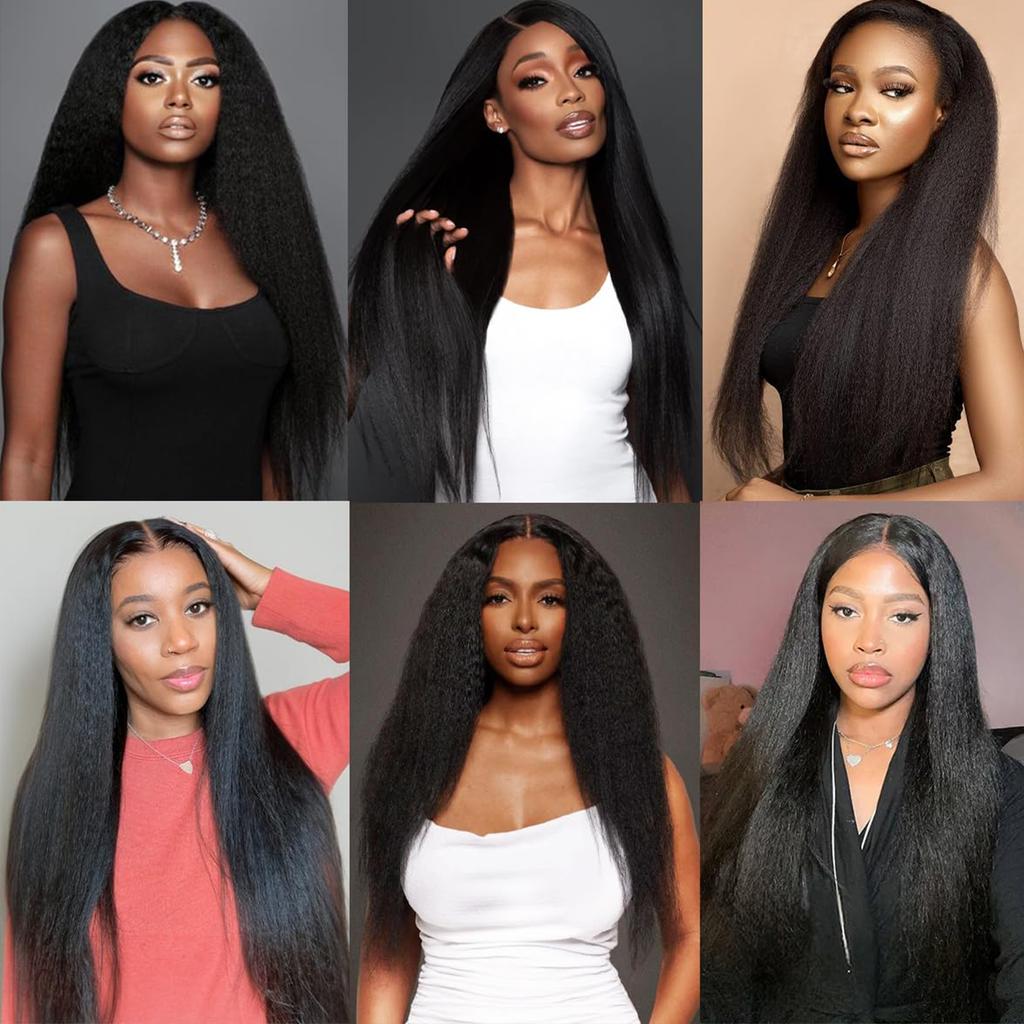 Kinky Straight Bundles 14/16/18 Inch Yaki Straight Bundles Kinkystraight BundlesVirgin For Black Women Black Synthetic