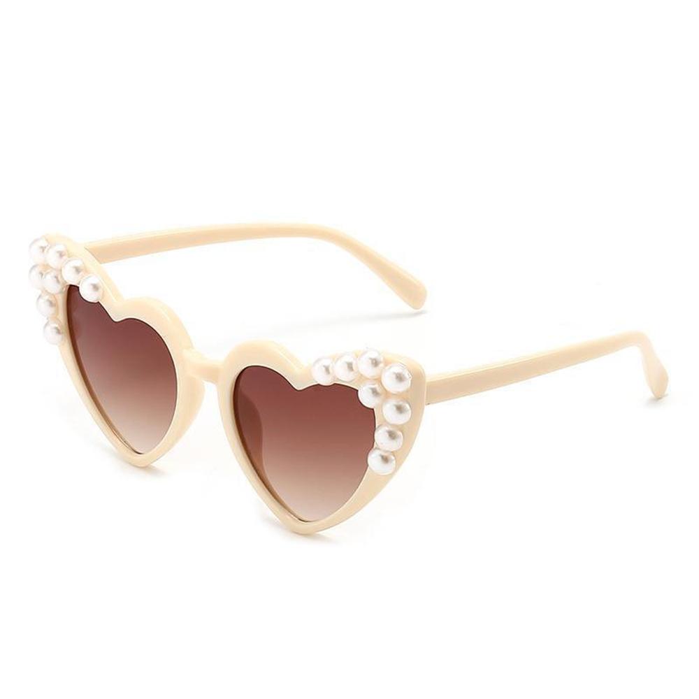 2026 Kids Pearl Heart Cat Eye Sunglasses UV Protection Cute Fashion Sun Glasses Eyewear For Girls Boys Party Beach KJ234