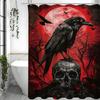 Хэллоуин Страшный Череп Ворон Черный Красный Занавеска для душа, Декоративная занавеска для душа для ванной комнаты, Водонепроницаемая занавеска для душа с крючками