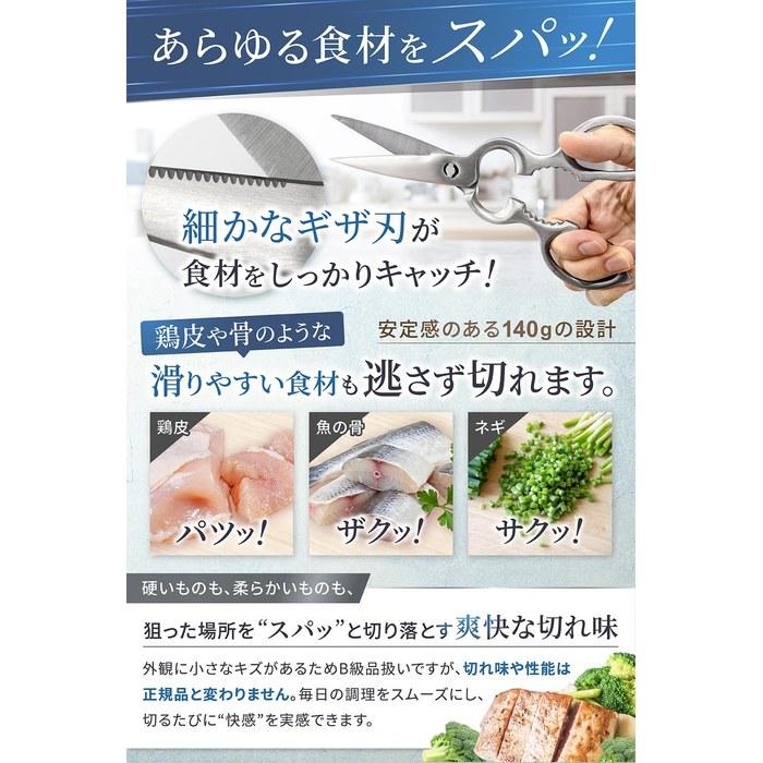 [Kitchen Basics] Kitchen Shears Disassemblable, Dishwasher Safe, All Stainless Steel, with Sharpening Stone (Right-Handed)