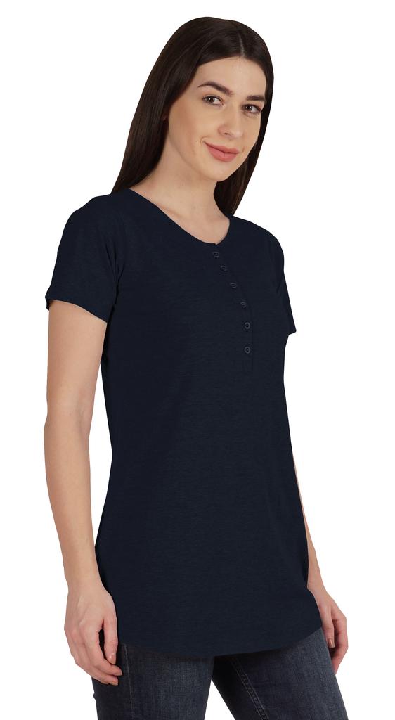 Inkmeso Женская туника с коротким рукавом и пуговицами, хлопковая футболка, длинная футболка для