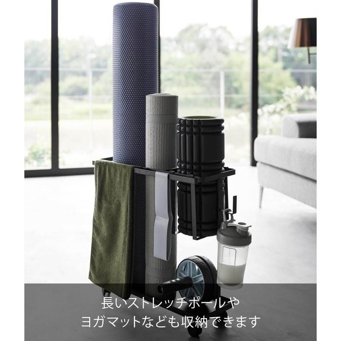 Yamazaki Caster-equipped Fitness Equipment Storage Rack Black, approx. W50.3 x D18.5 x H45.5cm, Tower 1990
