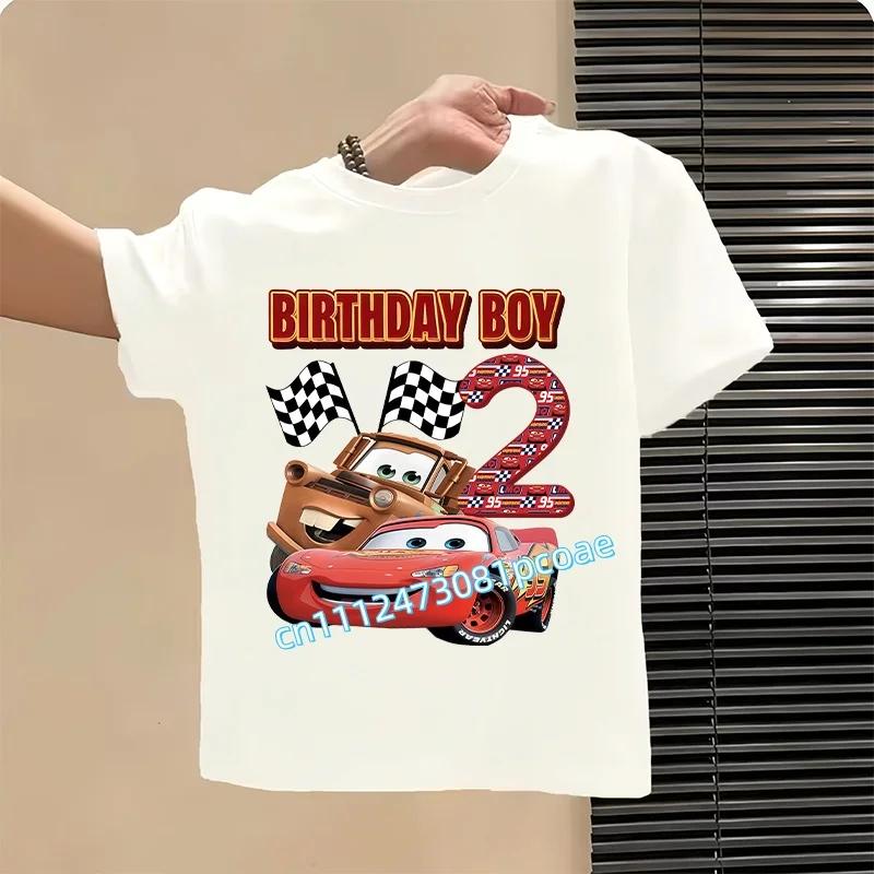 Lightning McQueen Number TShirt Simple Basic Toddler Short Sleeve Anime Trend Anime Cartoon Summer Tops Birthday Clothes Gift