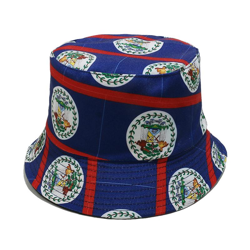 Cheap Stock Dominica Flag Fisher Bucket Hat Summer Outdoor Sun Protection Cap
