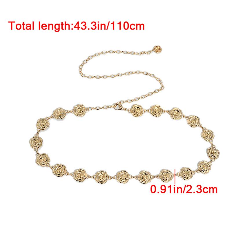 1Pc Gold Silver Color Rose Chain Belt Women Metal Thin Shiny Flower Belts Female Jeans Dress Decoration Belt