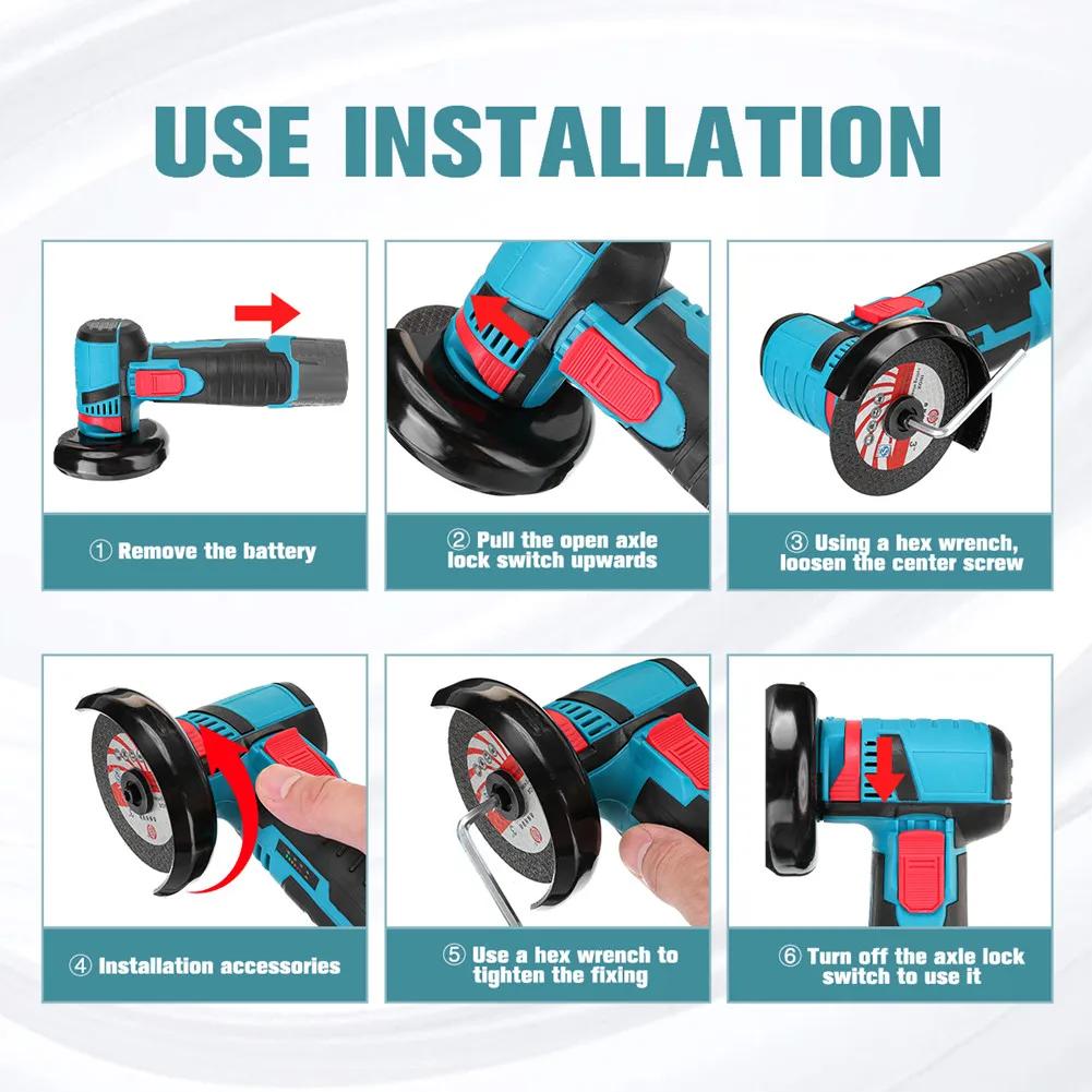 Multifunctional Angle Grinder Cutter 12V 19500rpm Electric Grinding Tool for Cutting Polishing Ceramic Tile Wood Stone Steel