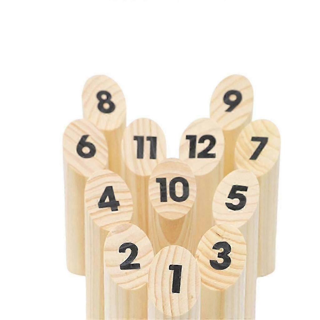 Wooden Numbered Block Tossing Game Throw Bowling Throwing Scatter Family Game Yard Game Set for Party Playground