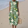 Women's Fashion Casual Sleeveless Round Neck Floral Elegant Temperament Dress