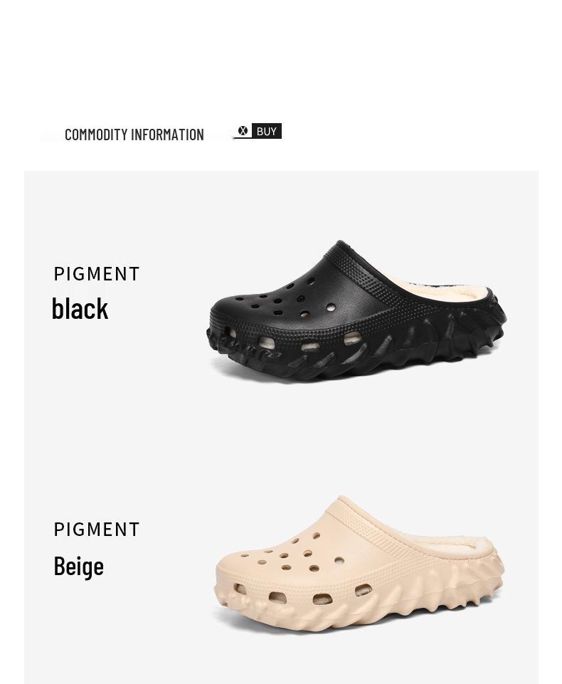 Зимние флисовые туфли с закрытым носком 2025 - Теплые, толстые хлопковые тапочки для пар