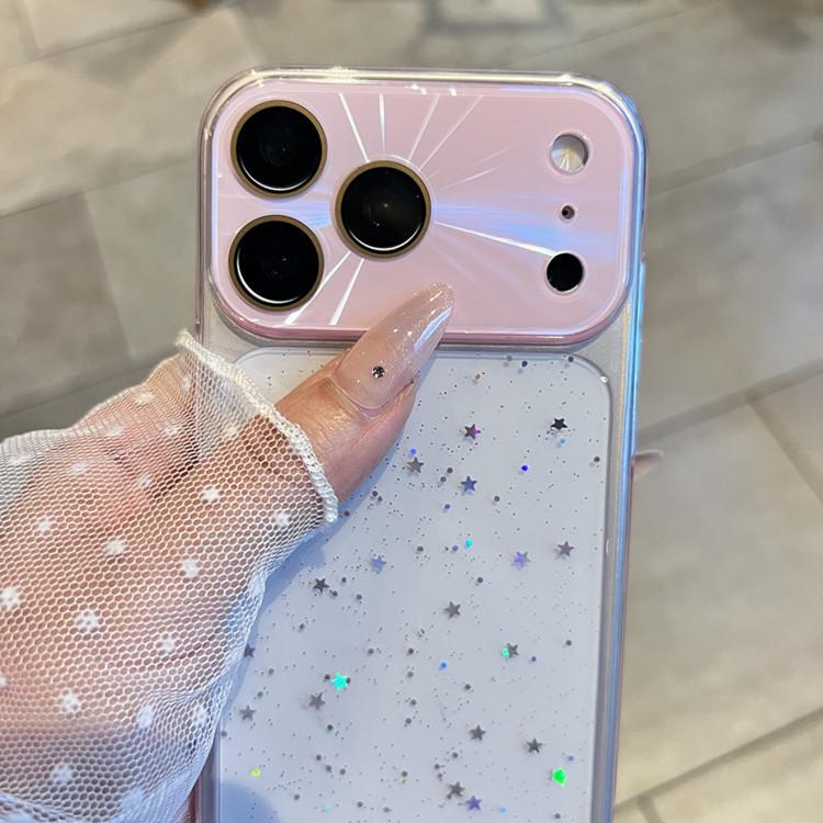 Совместимый чехол Aurora Camera с блестками и каплями клея для iPhone 17 Pro Max