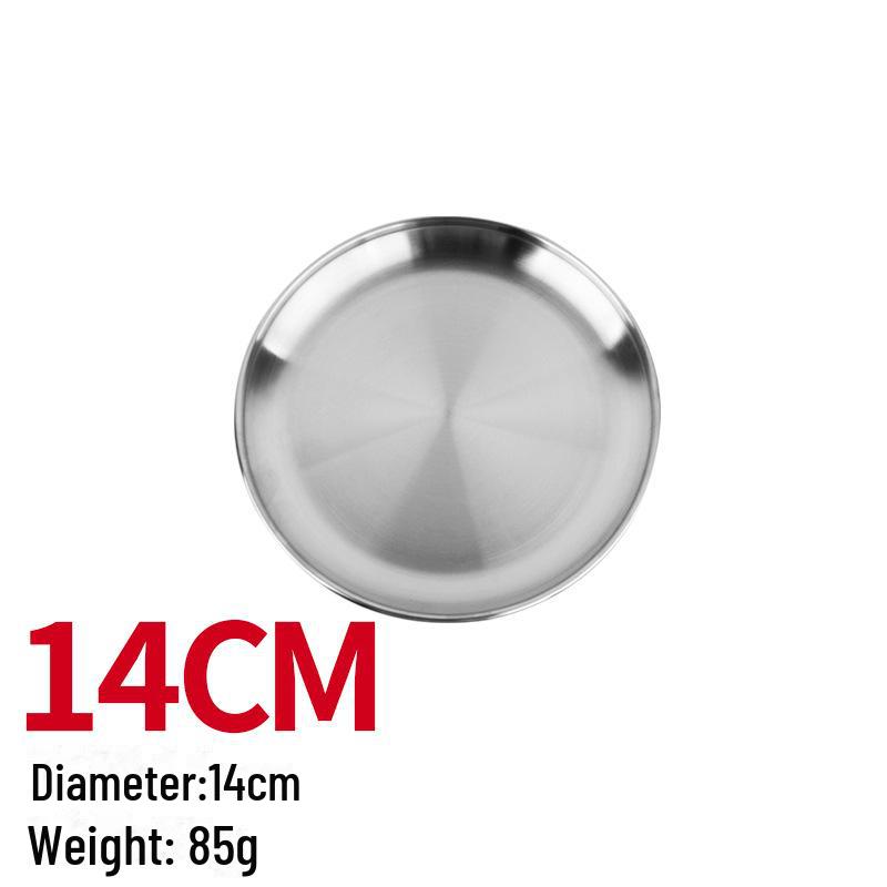 Прочный набор из 5 круглых тарелок из нержавеющей стали: Ужин, Фрукты, Пикник, Барбекю, Термостойкий