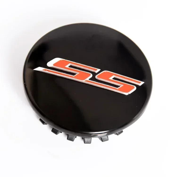 AJR3 4pcs x 68mm Car Logo Wheel Center Hub Caps Rim Cover Emblem Sticker for Chevrolet Camaro SS Letters ABS Accessories