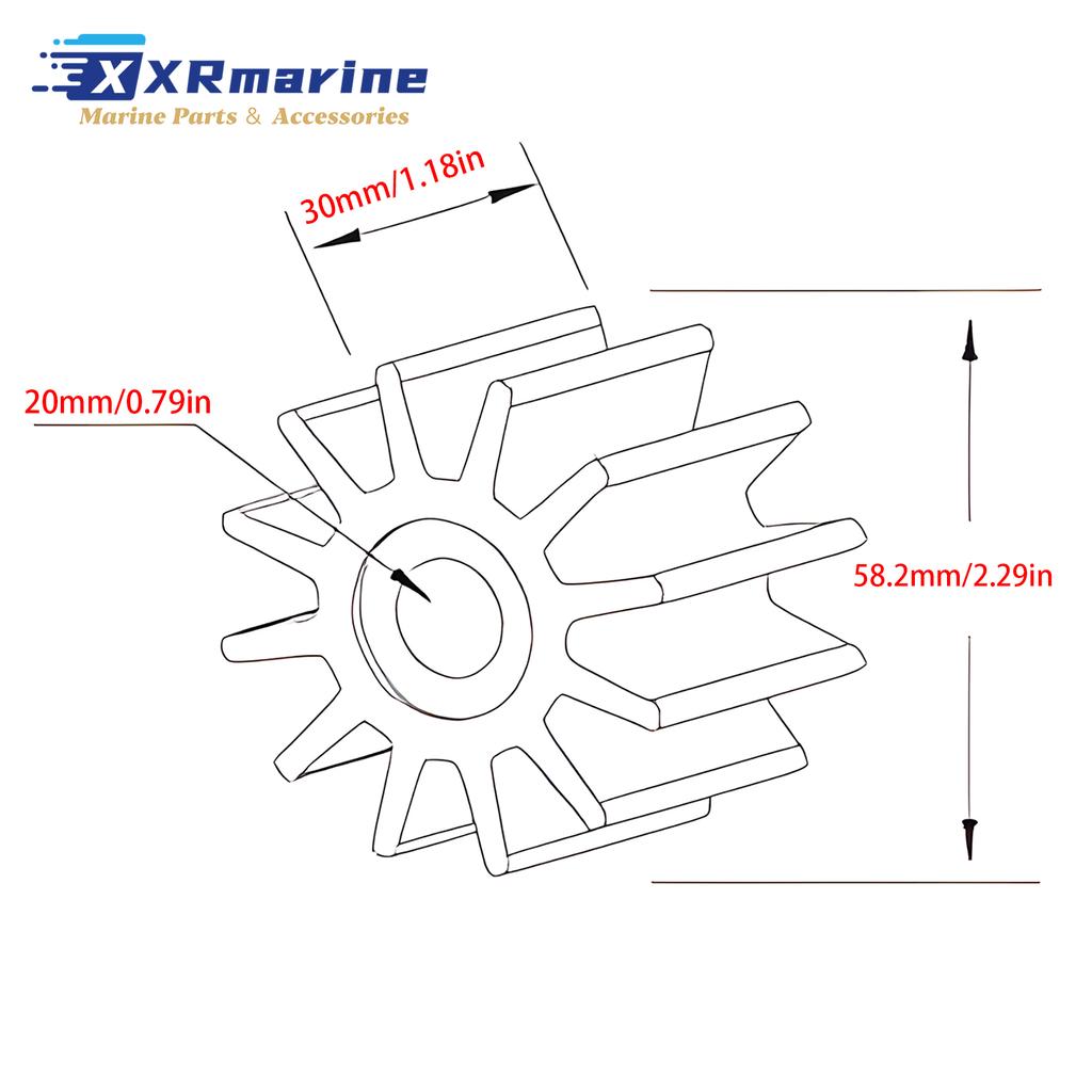 18-3070 Water Pump Impeller 688-44352-03 Fits for Yamaha 2 Stroke 60HP 70HP 75HP 85HP 90HP Outboard Motor Replaces 688-44352-00