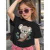 Girls Crewneck Short Sleeve Tee, Cute Koala Hug Tree Print