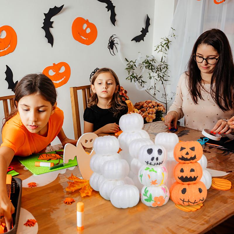 10 шт. белые пенопластовые тыквы, модели из пенополистирола, искусственная тыква, сделай сам, ручная работа, детский подарок, украшение на Хэллоуин, реквизит
