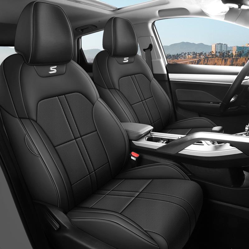 Bin Yue 5-Seater Perforated Leather Car Seat Cushion - All-Season Universal Fit