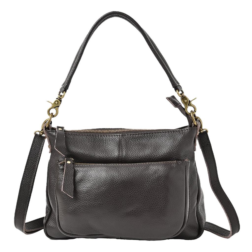 Notre Favori Genuine Leather Shoulder Bag for Crossbody Leather Ariel Dark Brown Women, Handbag, 2-Way, Design, (Gold Hardware)